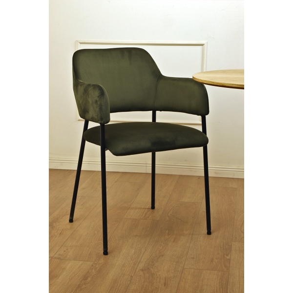 Krzesło Lima welurowe z podłokietnikami zielone - ACTONA